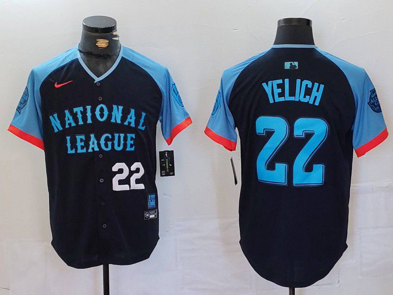 Men Milwaukee Brewers #22 Yelich Blue All star 2024 Nike MLB Jersey style 3->kansas city royals->MLB Jersey